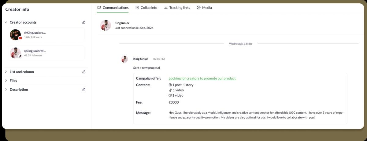 Accessing Creator Conversations in Heepsy CRM